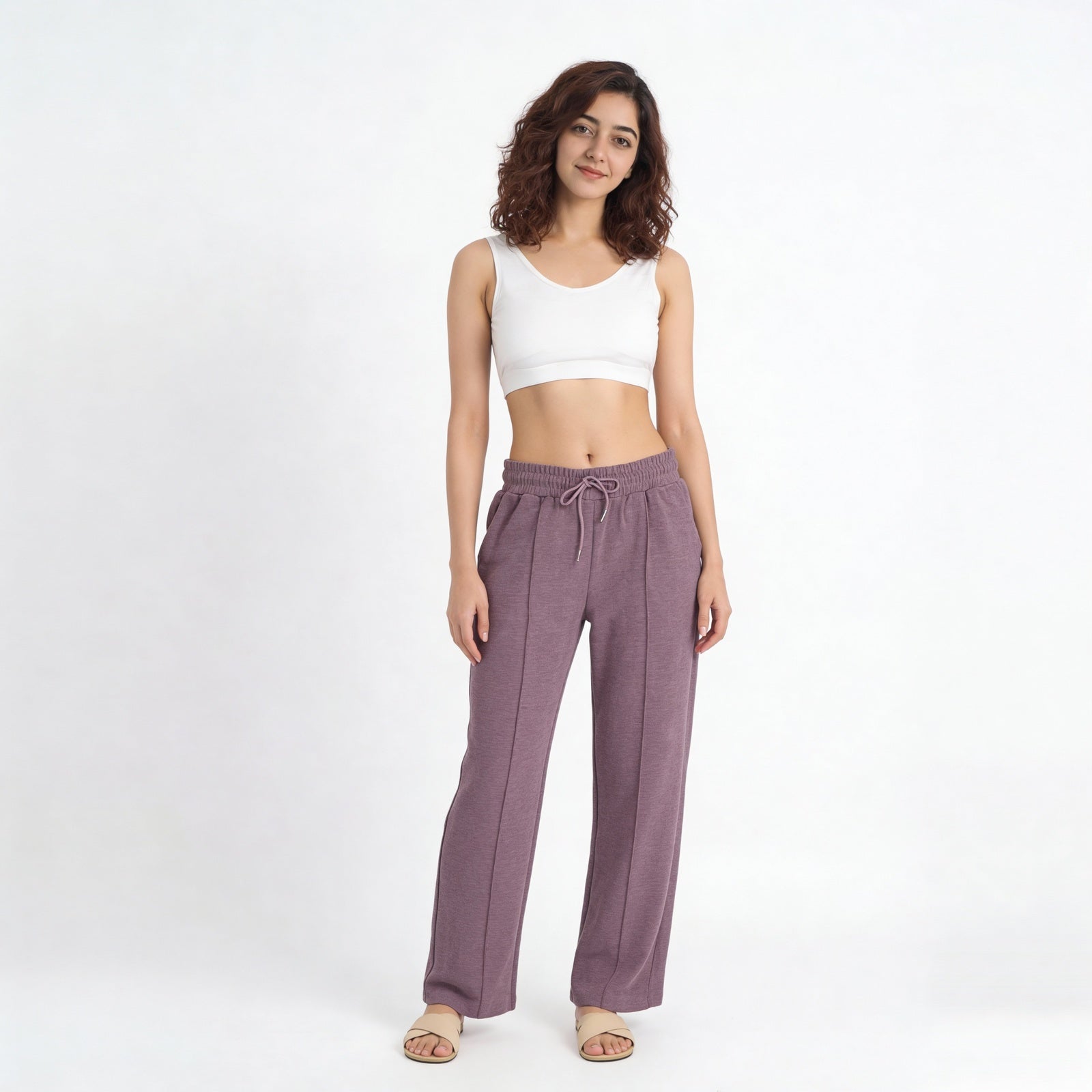 High Rise Solid Trackpants