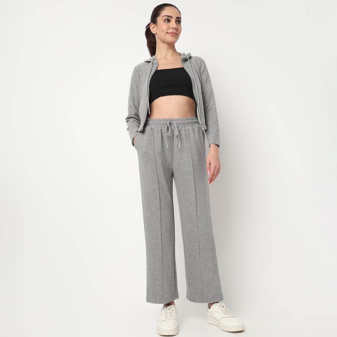 High Rise Solid Trackpants