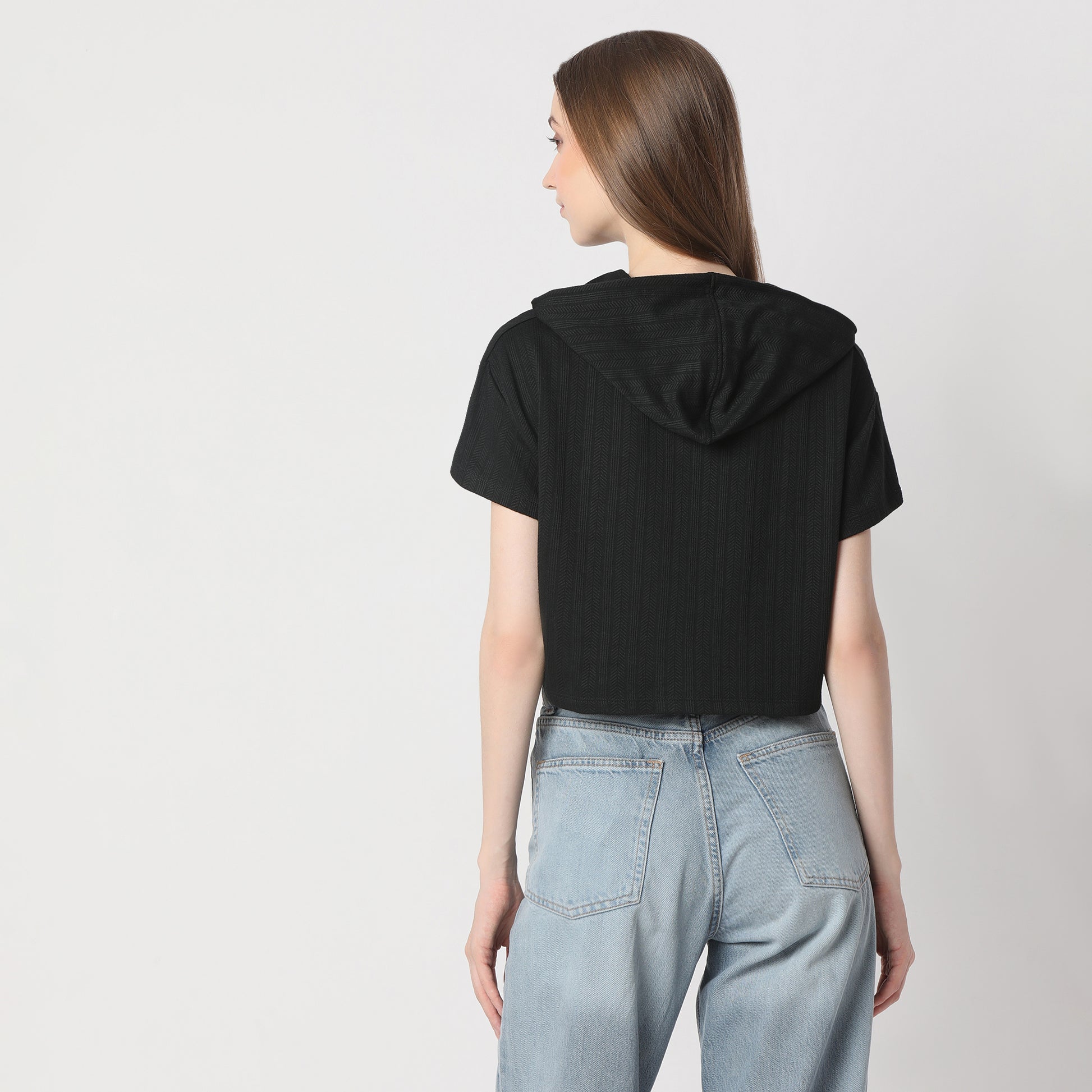 Boxy Fit Solid Cropped T-Shirt