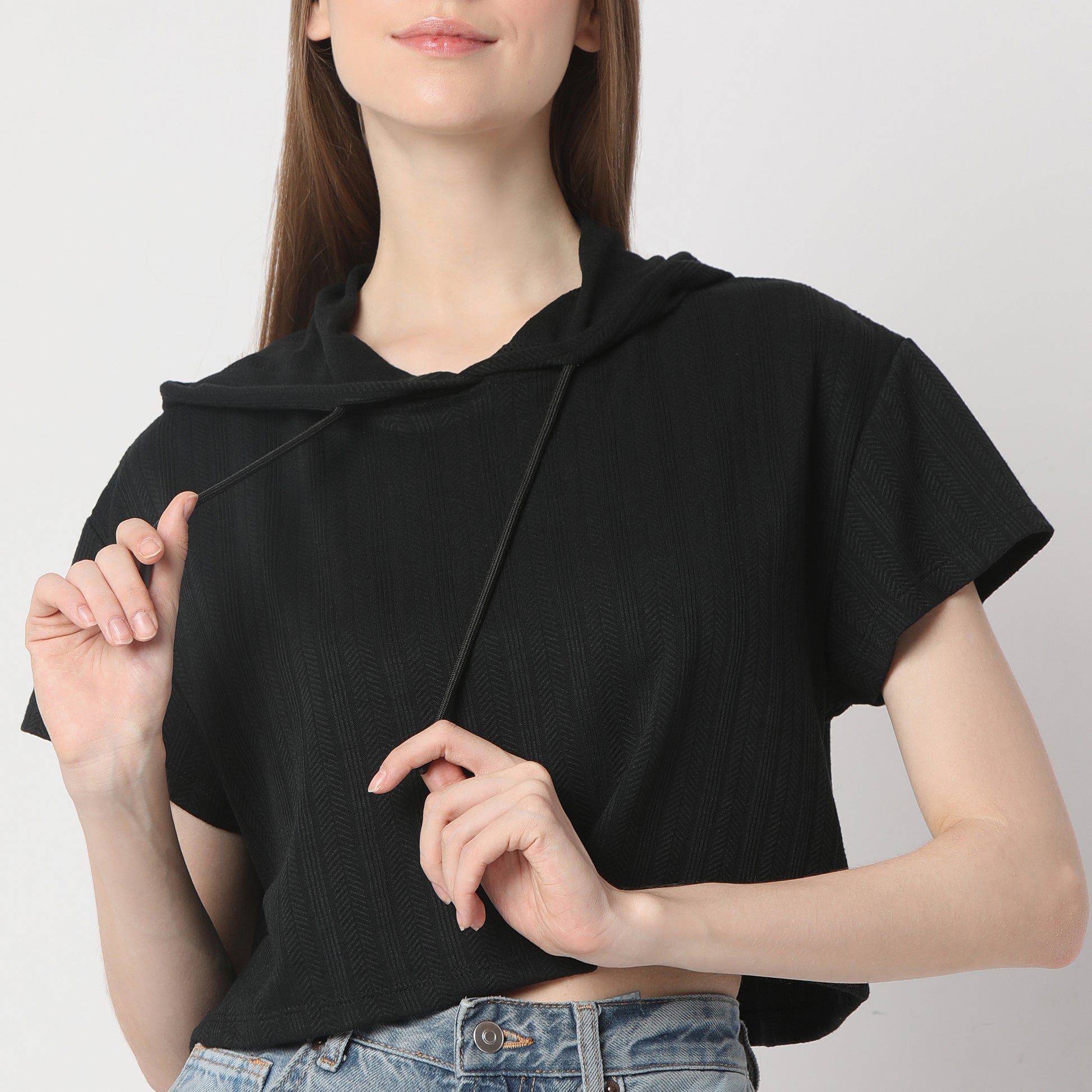 Boxy Fit Solid Cropped T-Shirt