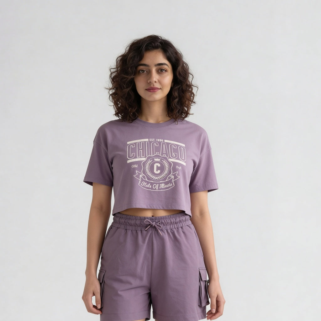 Cotton Graphic Crew Neck Boxy T-Shirt