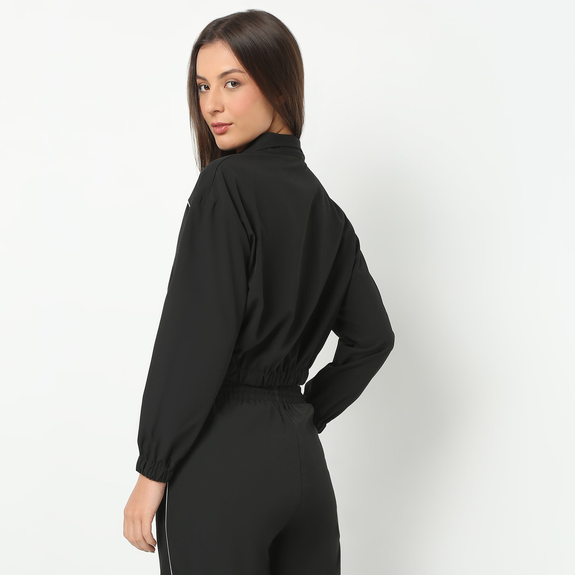 Solid Collar Full Sleeve Athleisure T-Shirt Sports Jacket Shirt