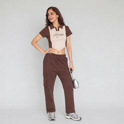 Polo Neck Graphic Athleisure Crop T-Shirt