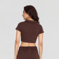 Polo Neck Graphic Athleisure Crop T-Shirt