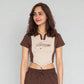 Polo Neck Graphic Athleisure Crop T-Shirt