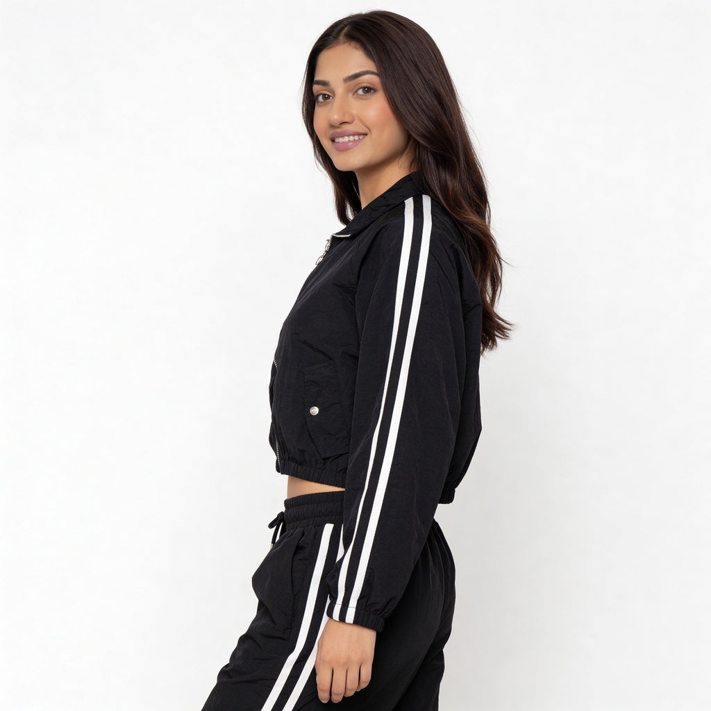 Solid Mock Turtle Neck Jacket