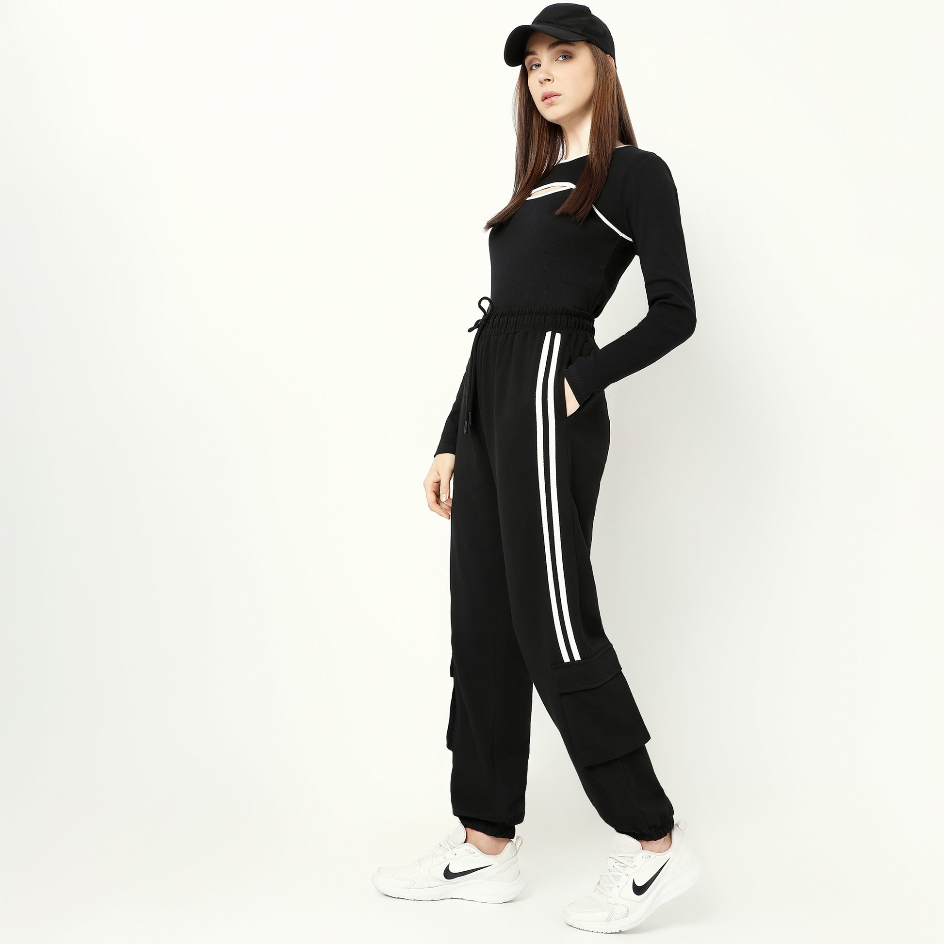 Slim Fit Full Sleeve with Cut Out Neck Detail T-Shirt