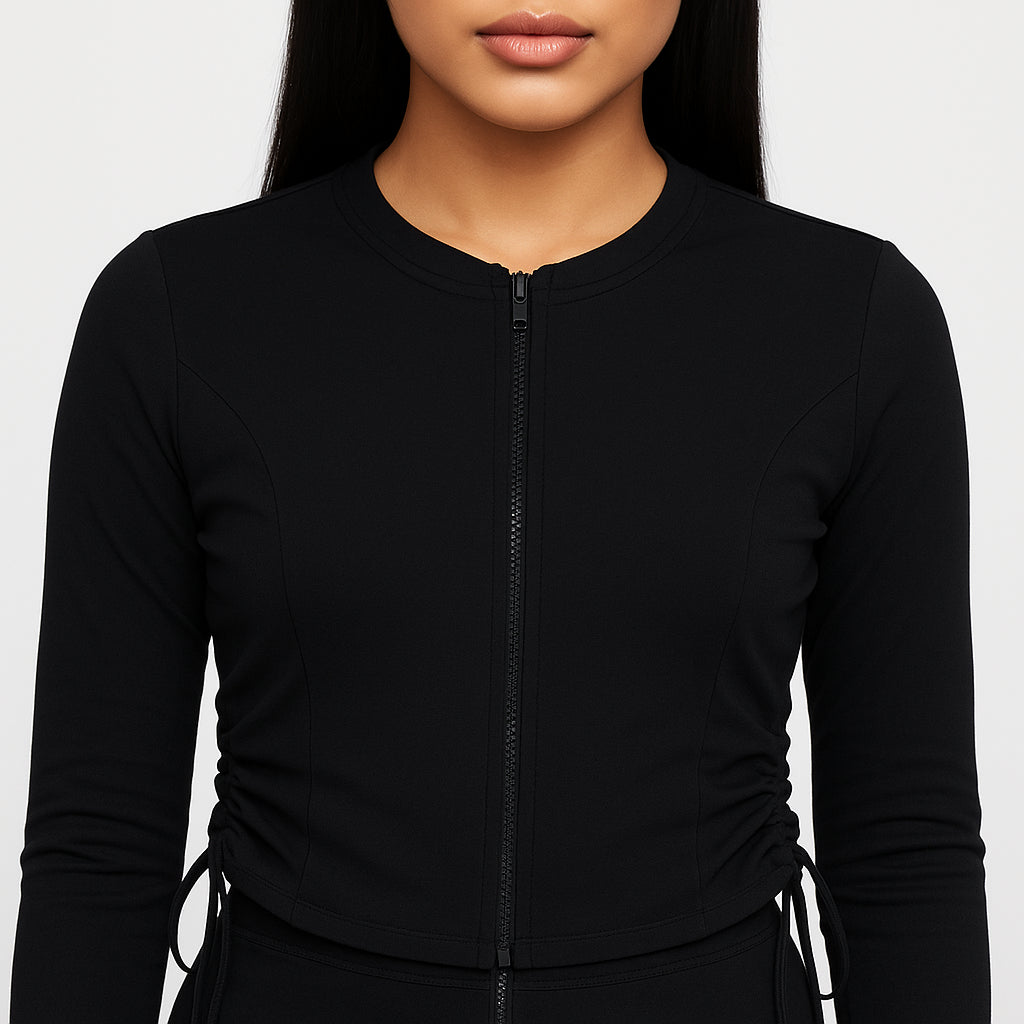 Buy Slim Fit Jacket With Corset Panels and Side Ruching - Style Union