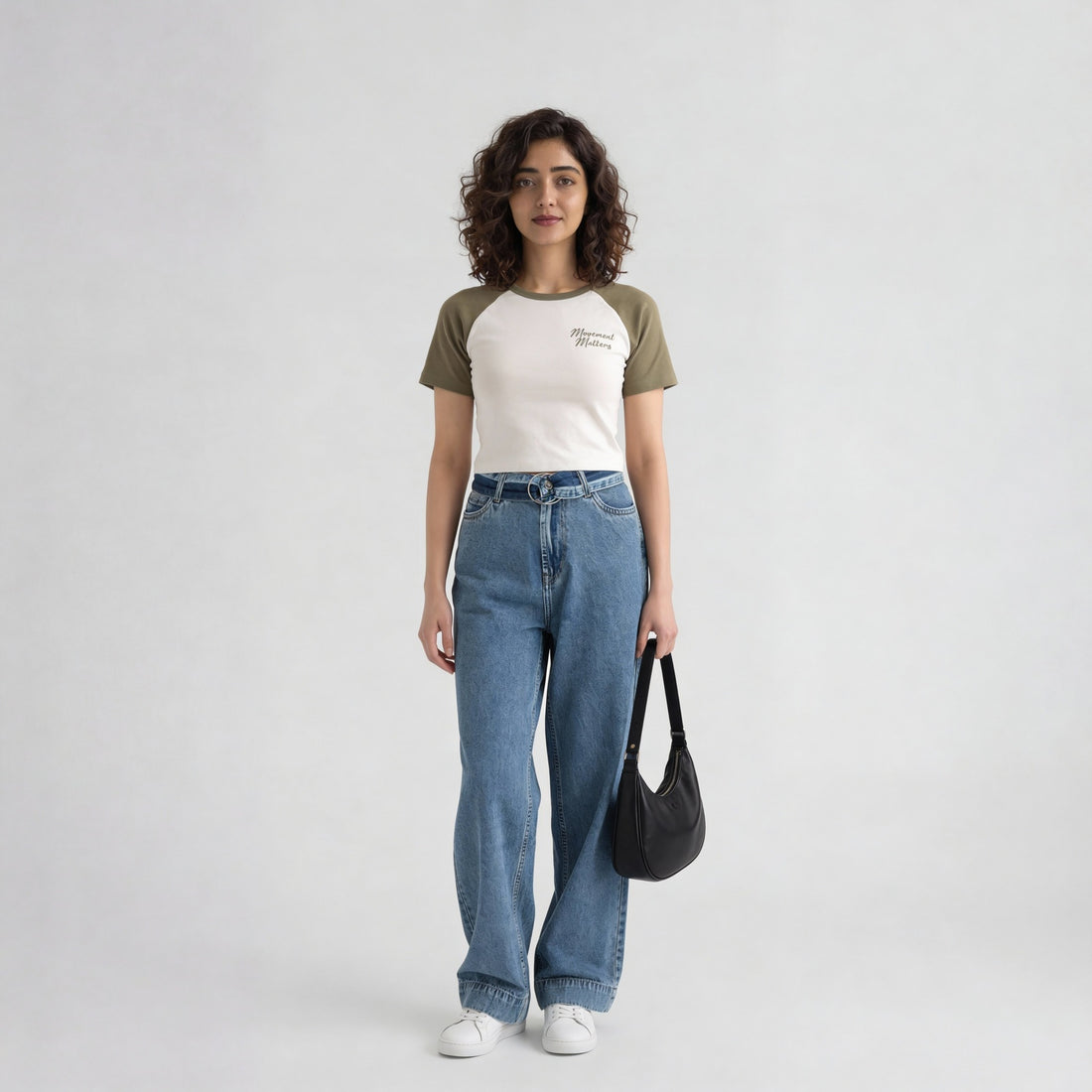 Solid Slim Fit Crop T-Shirt