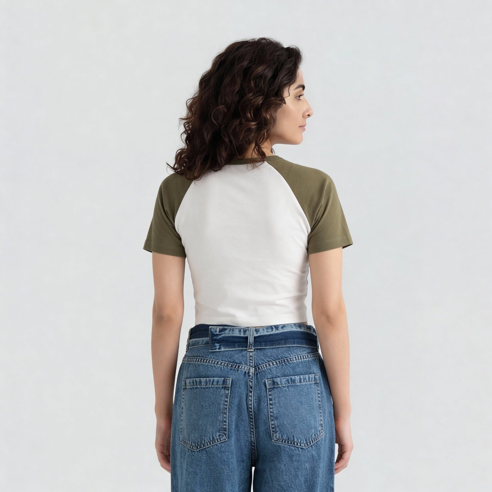 Solid Slim Fit Crop T-Shirt