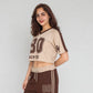 Cotton Graphic V-Neck Crop T-Shirt