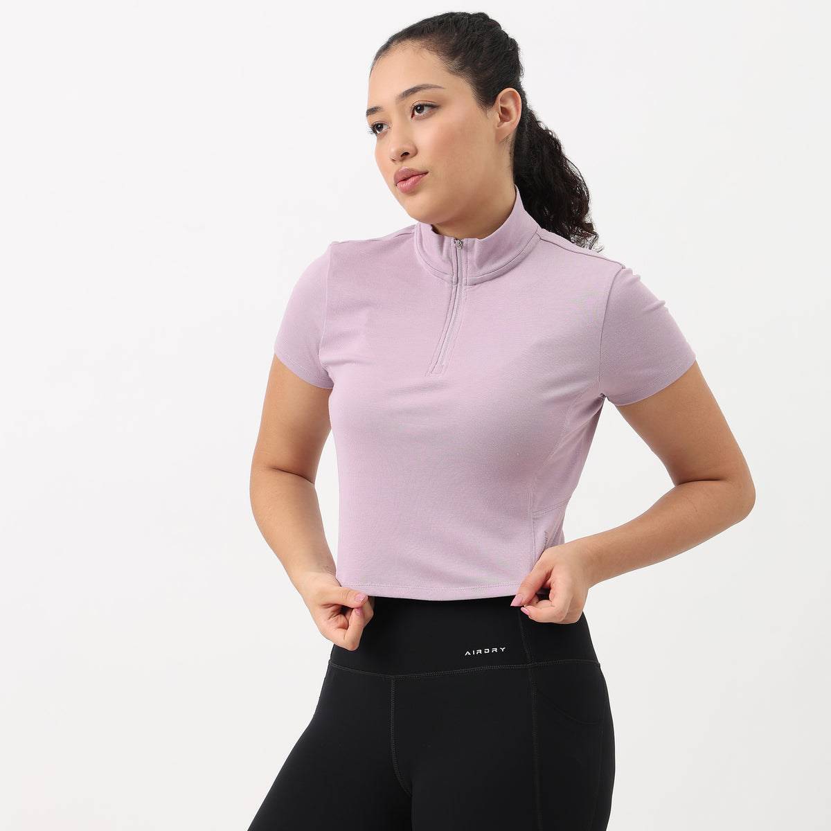 Airdry - High Neck and Zipper Slim Fit T-Shirt