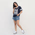 Cotton Graphic V-Neck Oversized T-Shirt