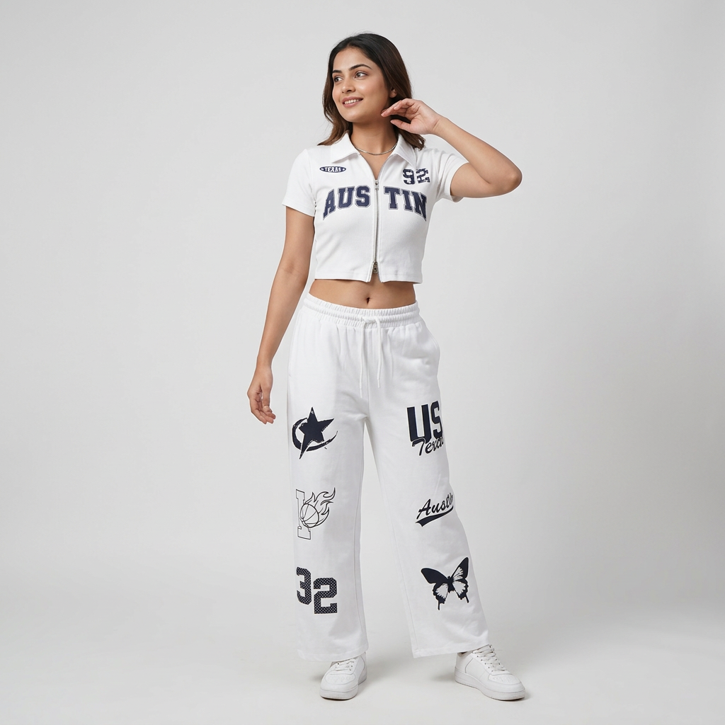 Graphic Cropped Polo T-Shirt