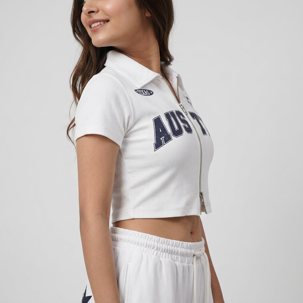 Graphic Cropped Polo T-Shirt