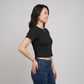 Solid Slim Fit Crop T-Shirt