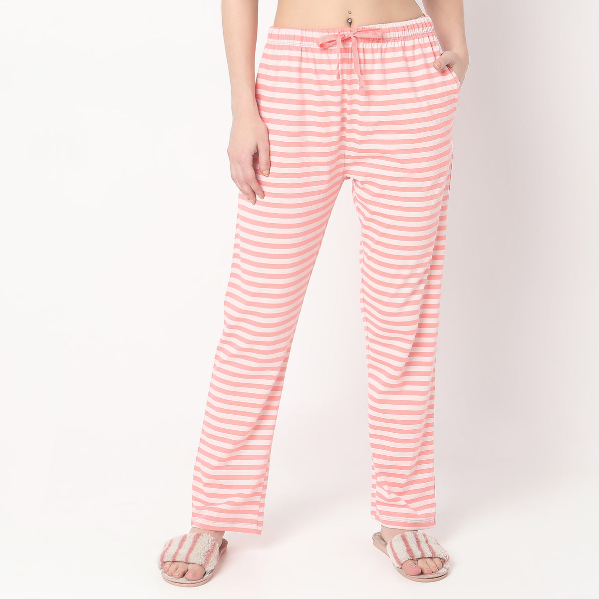 Regular Fit Striped Mid Rise Pyjamas