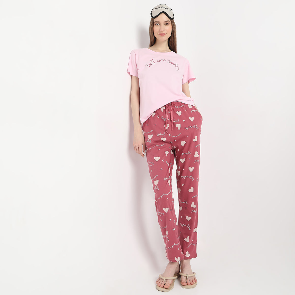 Heart Print Ankle Length Core Pyjamas