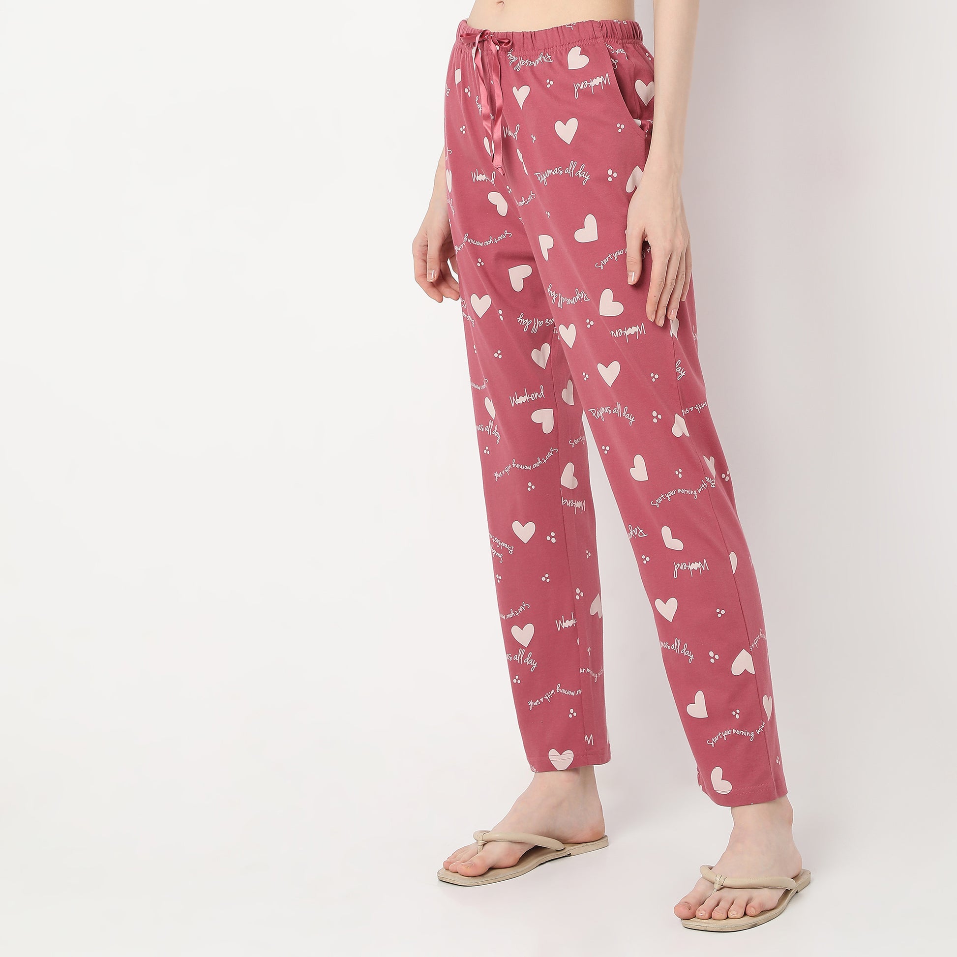 Heart Print Ankle Length Core Pyjamas