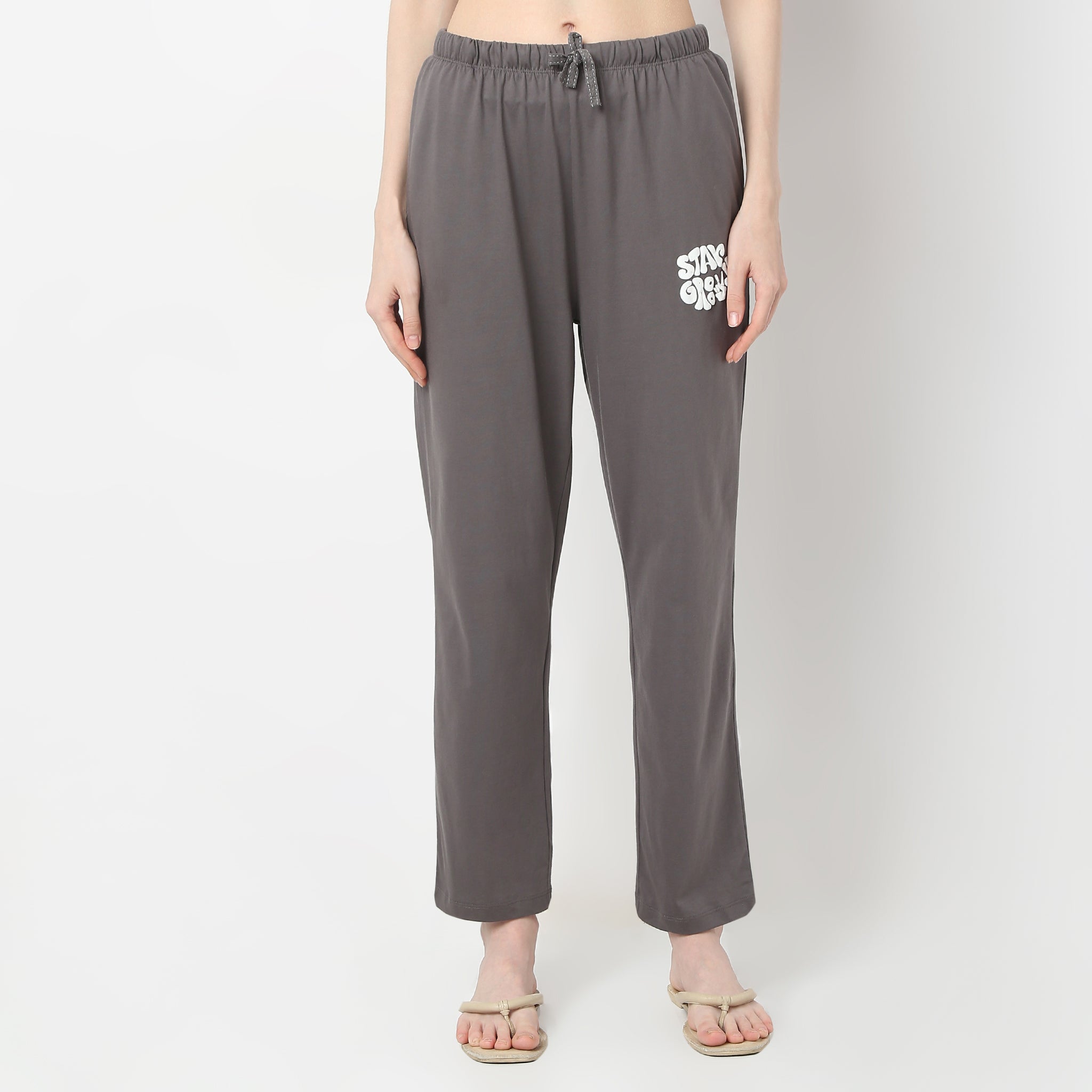 Regular Fit Solid Mid Rise Pyjamas