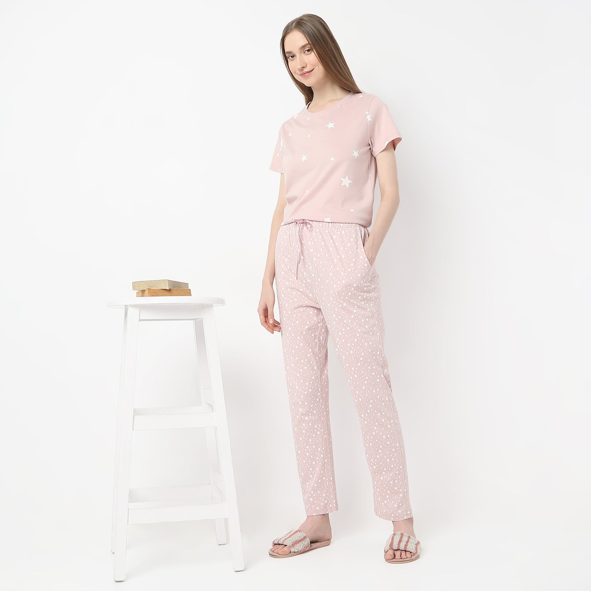 Regular Fit Printed Mid Rise Pyjamas