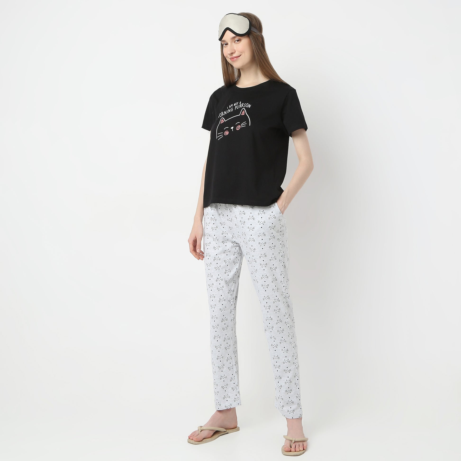 Regular Fit Printed Mid Rise Pyjamas