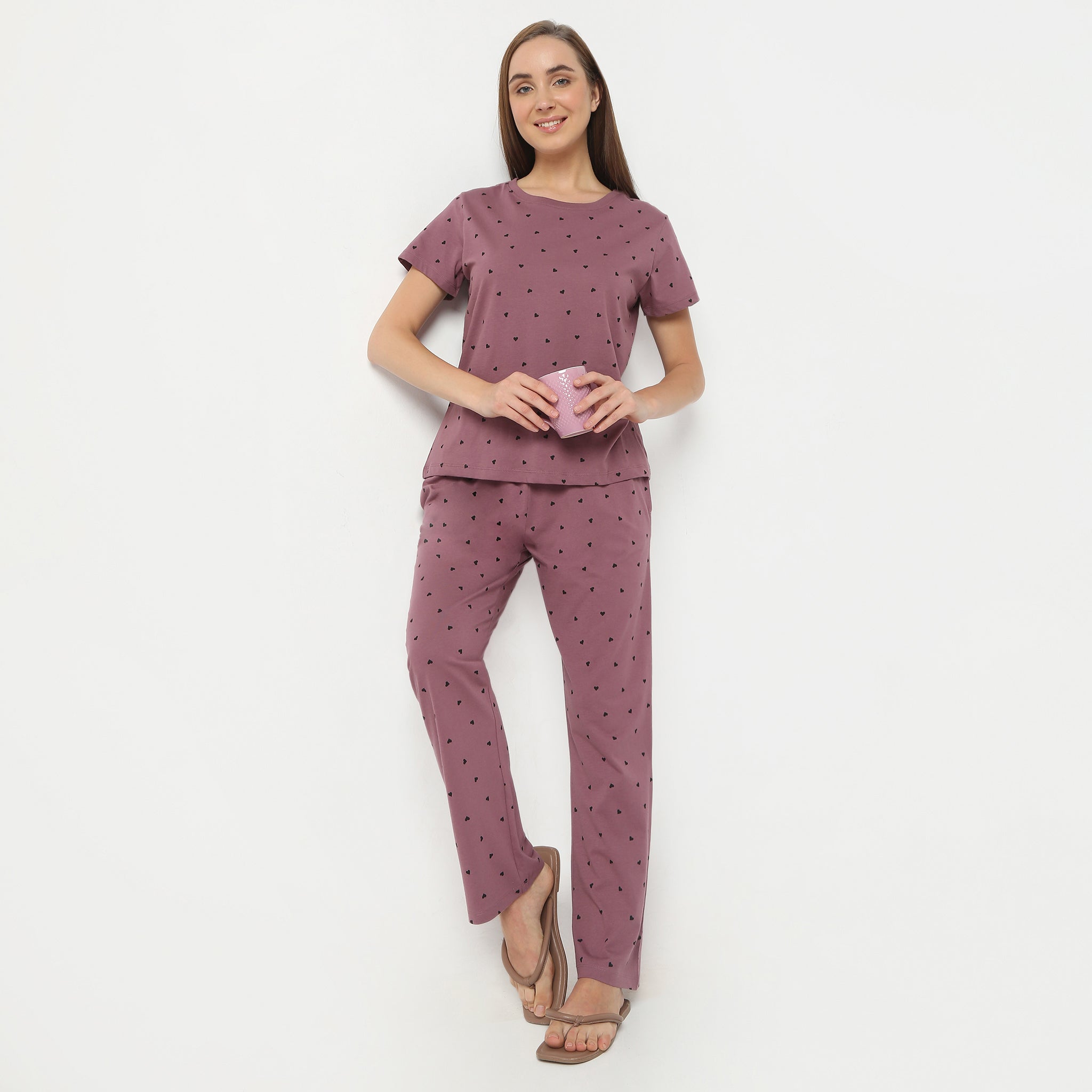 Regular Fit Printed Full Length Mid Rise Pyjamas