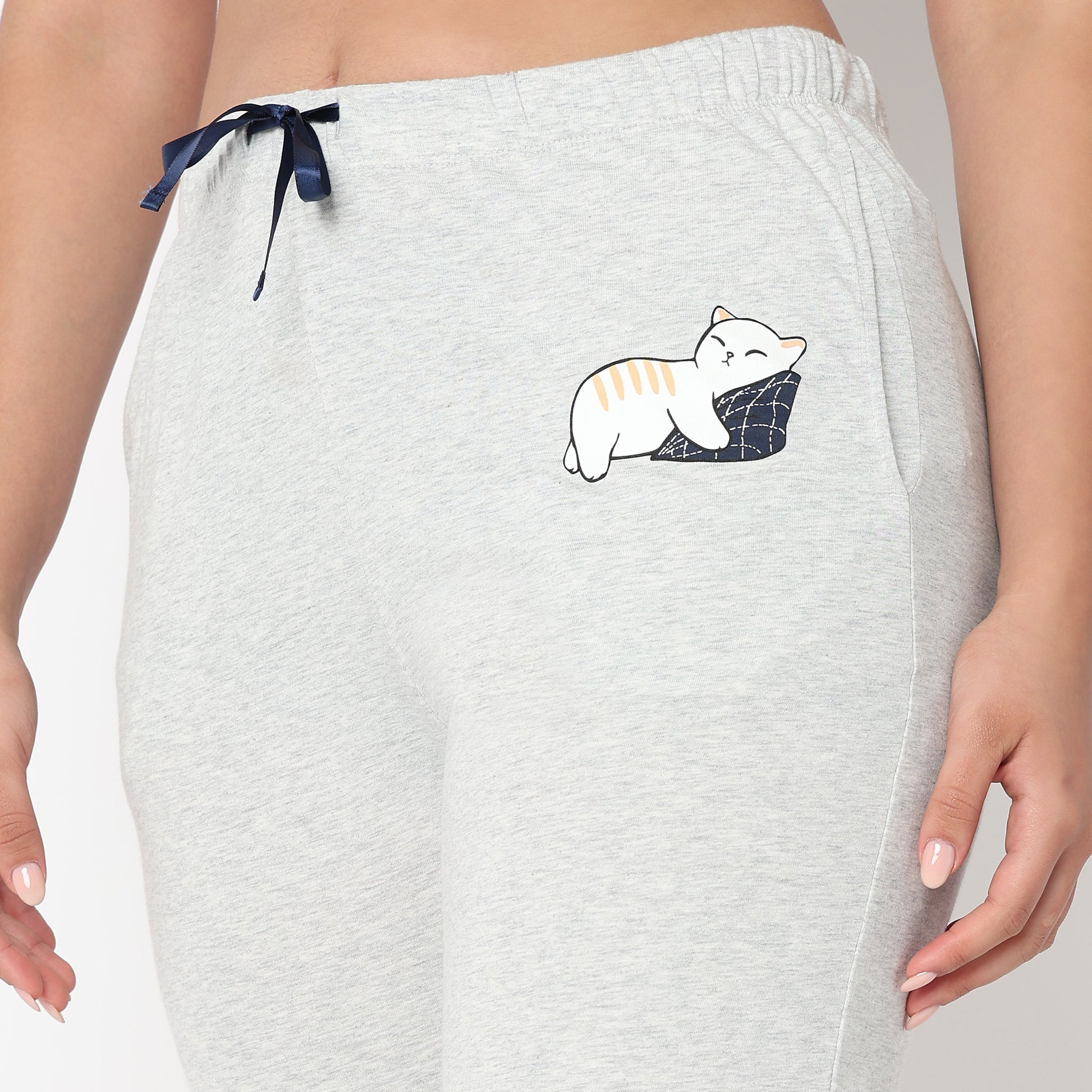 Cat Motif Mid Rise Cord Lounge Pyjama