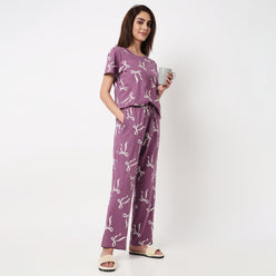 Bow Print Cotton Lounge Pyjamas