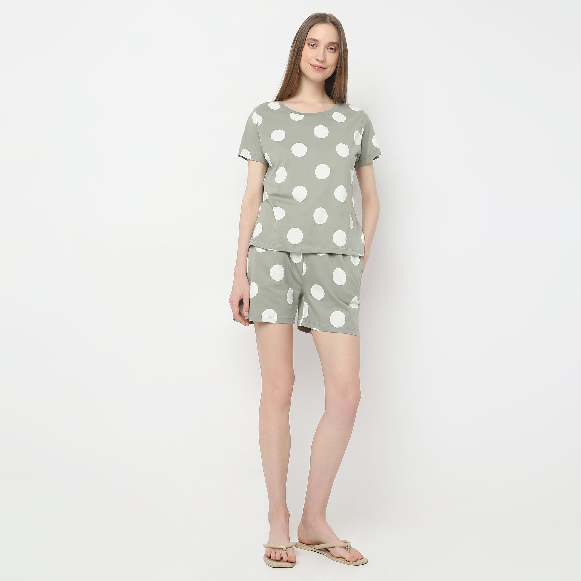 Regular Fit Polka Dot Mid Rise Shorts