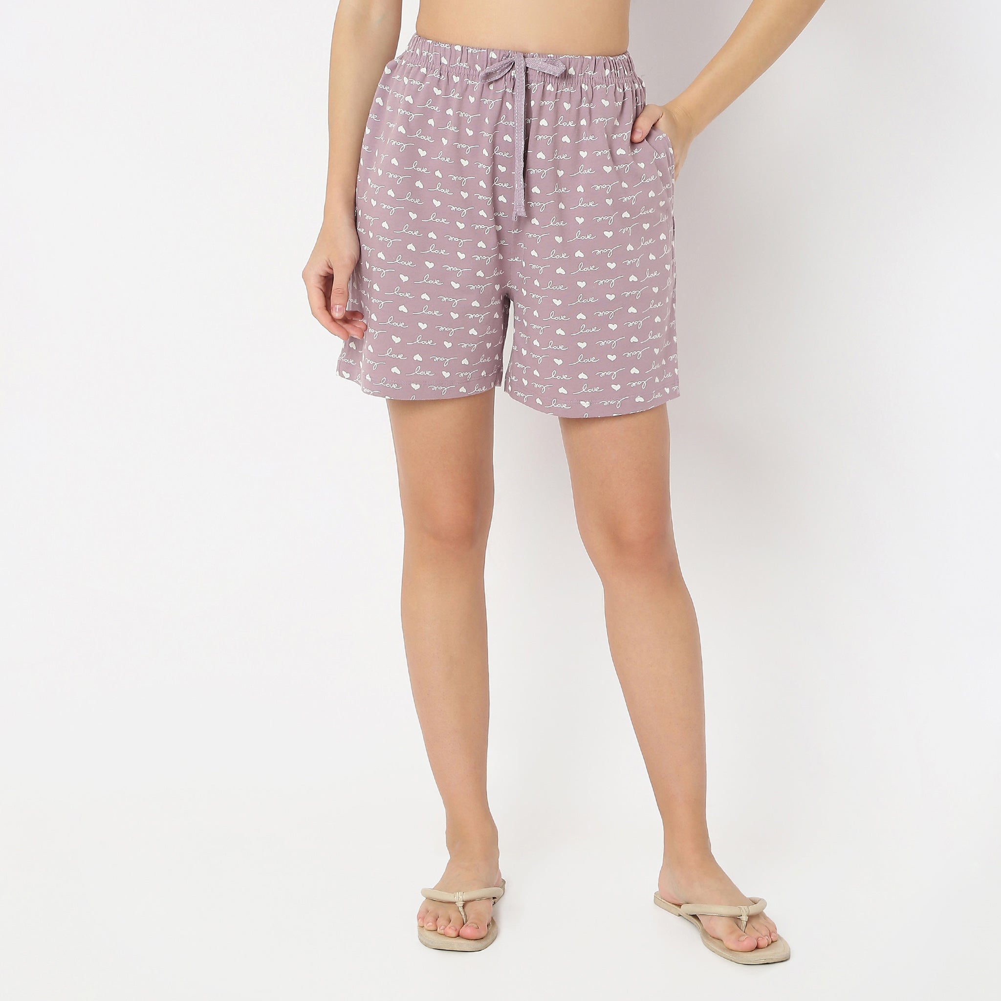 Self-Love Print Mid Rise Core Shorts