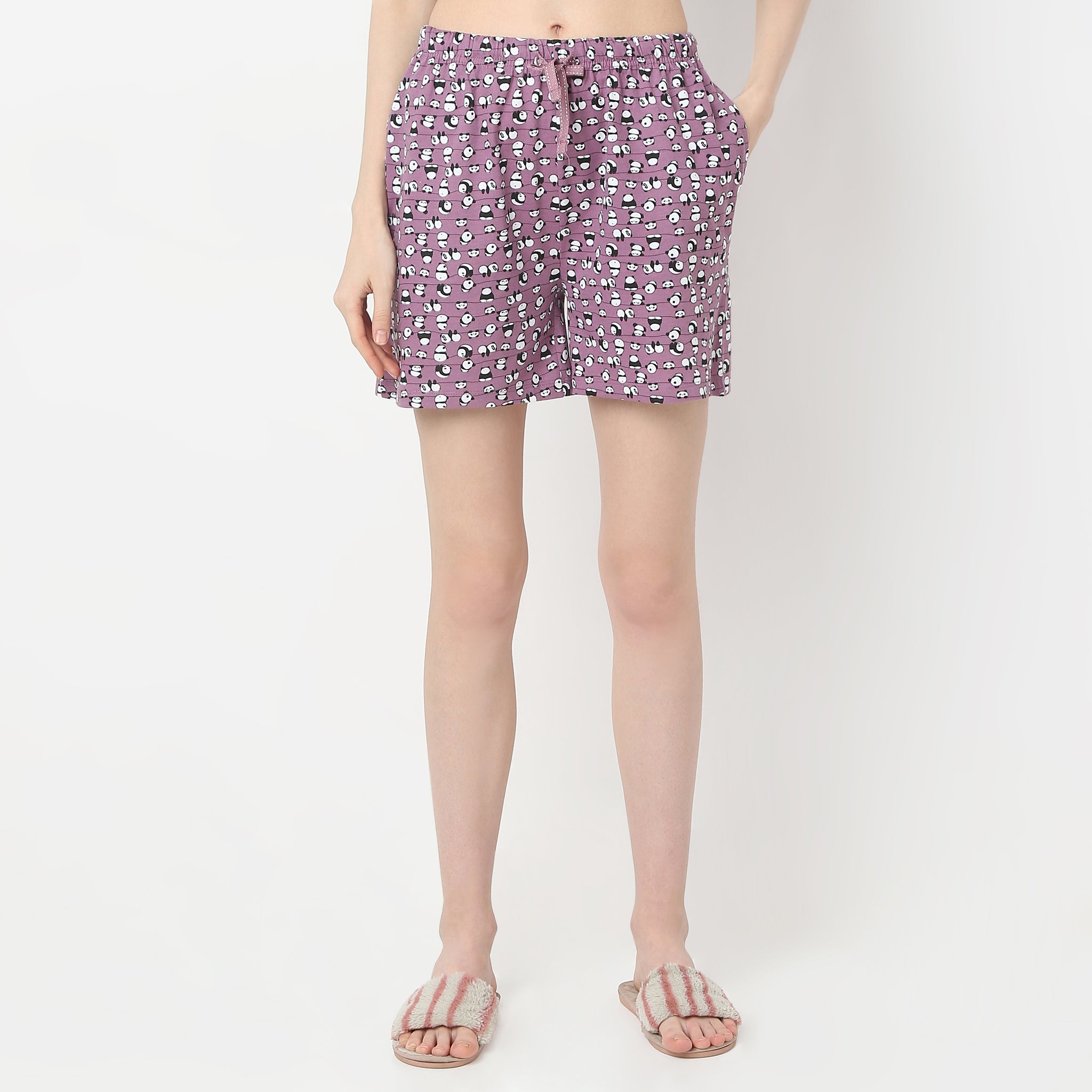 Regular Fit Printed Mid Rise Shorts