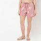 Regular Fit Heart Print Above Knee Mid Rise Shorts