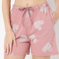 Regular Fit Heart Print Above Knee Mid Rise Shorts