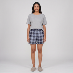 Cotton Checkered Lounge Shorts