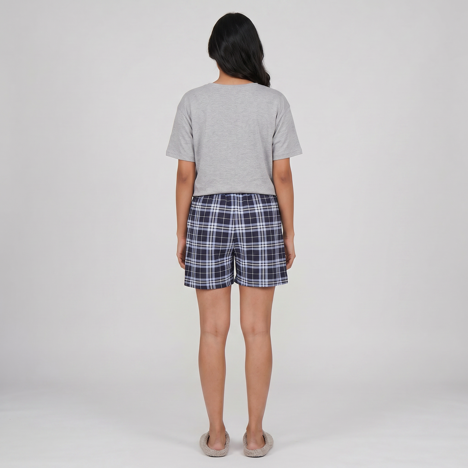 Cotton Checkered Lounge Shorts
