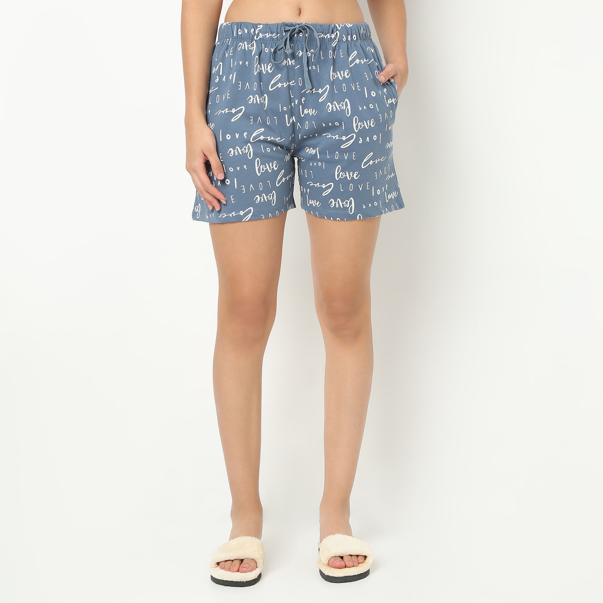 Text Print Loungwear Shorts