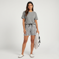 Cotton Checkered Lounge Shorts