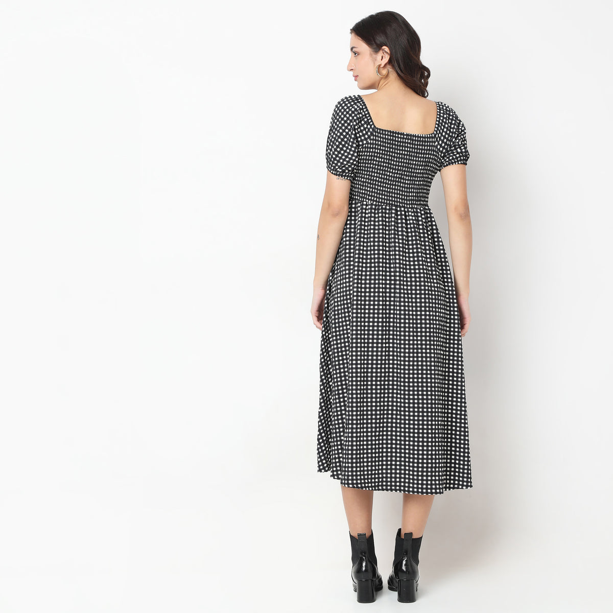 Regular Fit Checkered Dress