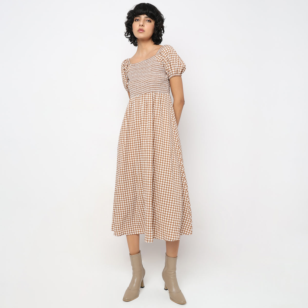 Regular Fit Checkered Dress