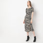 Animal Print Below Knee Flared Hem Dress