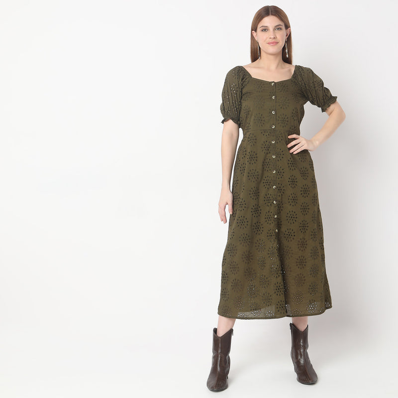 Regular Fit Solid Dress