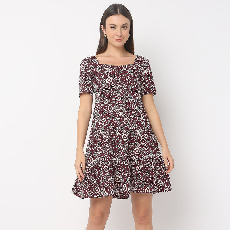 Regular Fit Printed Dress