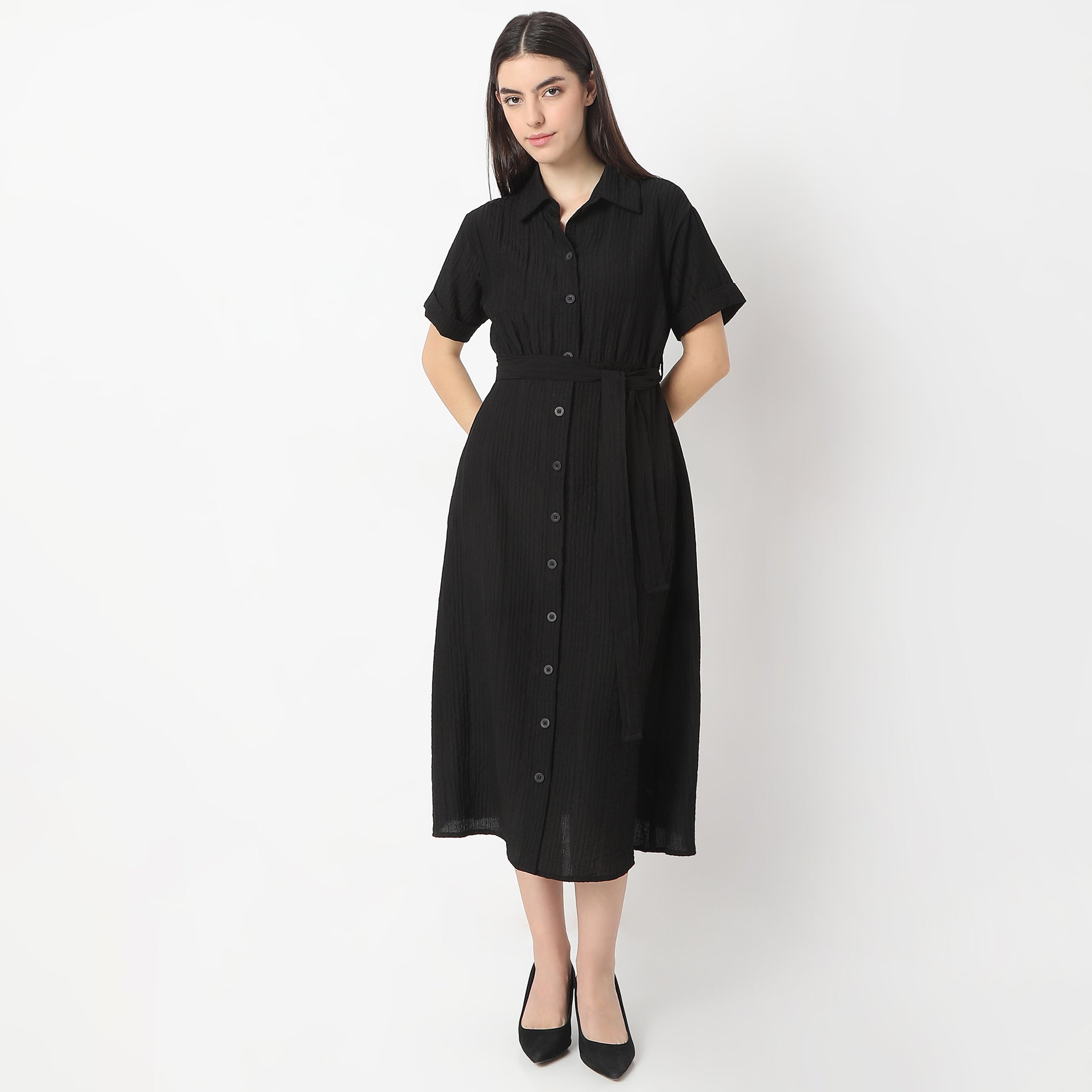 Regular Fit Solid Dress
