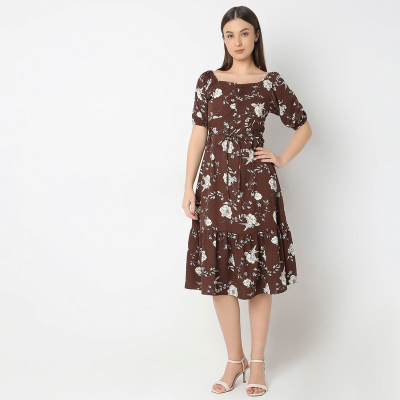 Regular Fit Printed Dress