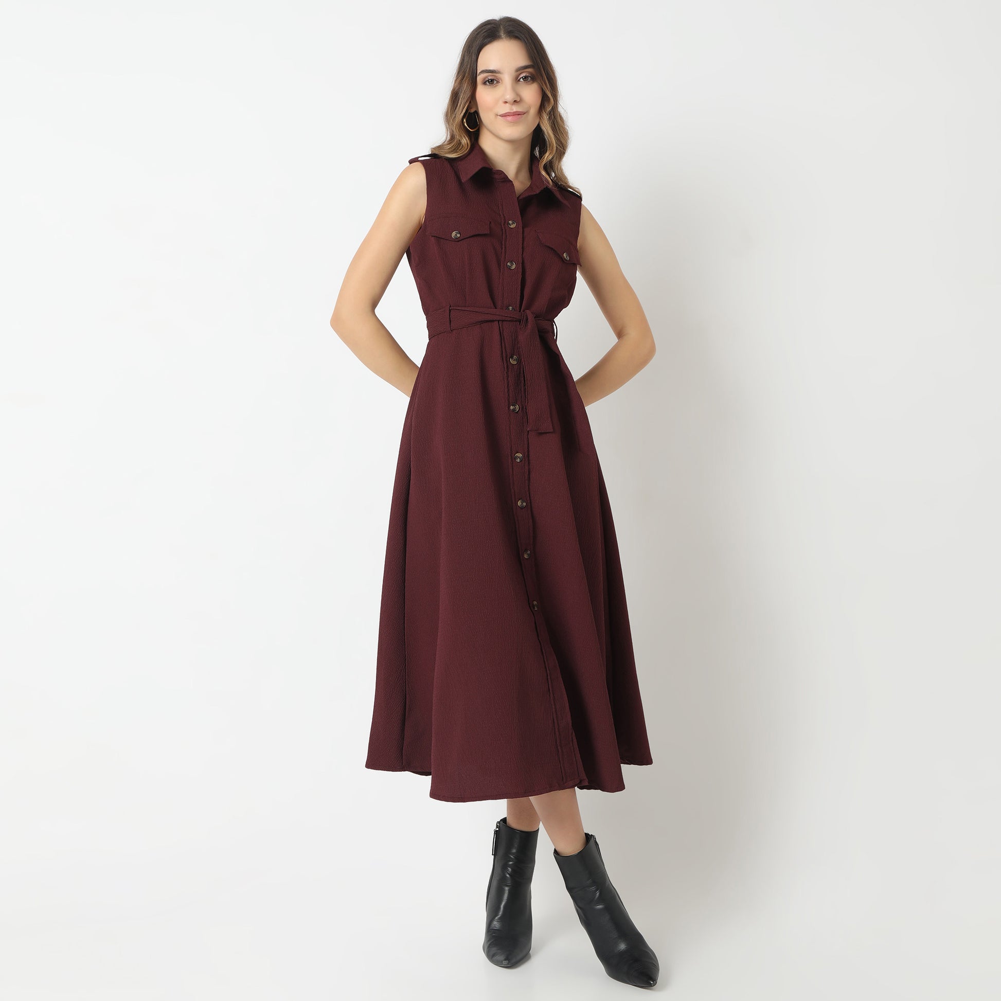 Regular Fit Solid Dress