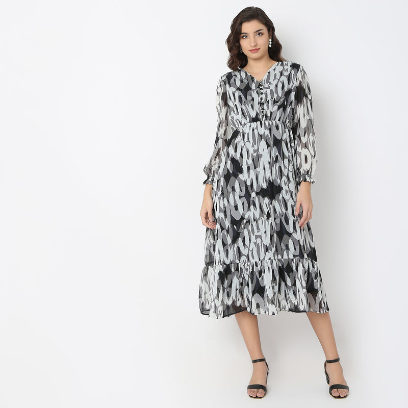 Regular Fit Printed Dress