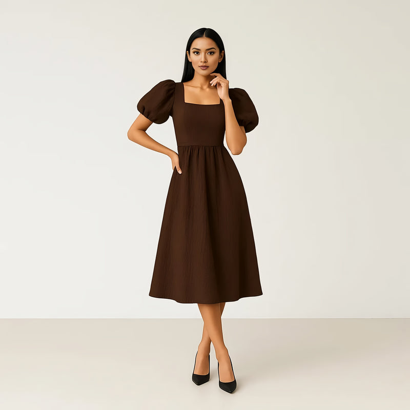 Buy Puff Sleeve Structured Dress - Style Union