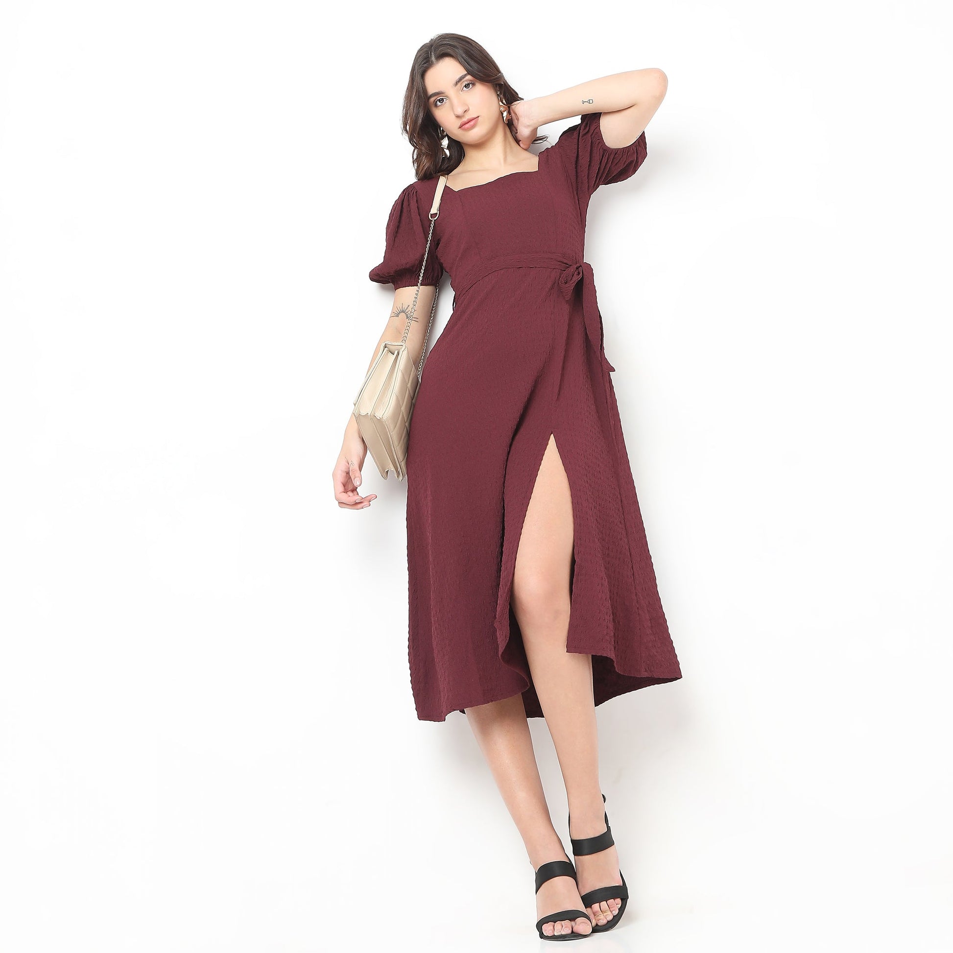 Buy Puff Sleeve Structured Dress - Style Union