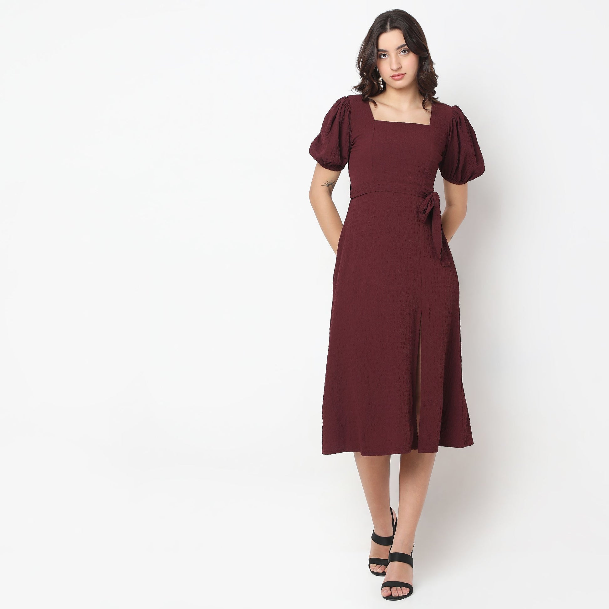 Buy Puff Sleeve Structured Dress - Style Union